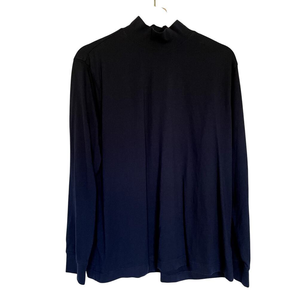 Lands'‎ End navy turtleneck pullover sweater women's size large cotton shirt
